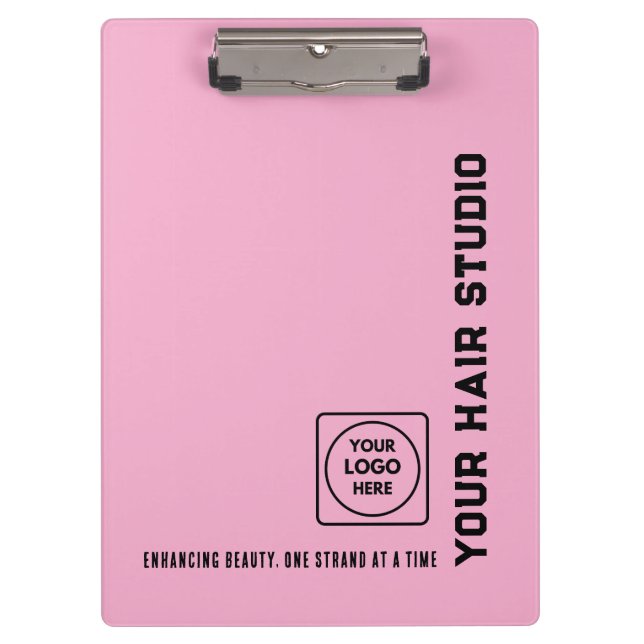 Black Pink Hair Salon Logo Pro clipboard Klemmbrett (Vorderseite)