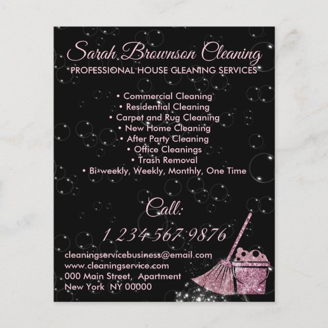 Black Pink Janitorial Maid House Sauberes Flyer (Vorne)