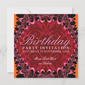 Black Pink Lace Exotic Geburtstagsparty Einladunge Einladung
