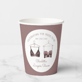 Black Pink Lace Watercolor Lingerie Brautparty Pappbecher