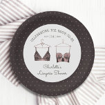 Black Pink Lace Watercolor Lingerie Brautparty Pappteller<br><div class="desc">Black Pink Lace Watercolor Lingerie Brautparty Paper Tellers Tableware mit eleganten Black Lace Bars mit personalisiertem Dessous-Party,  Panty-Party oder Brautparty in elegantem Skript. Personalisieren Sie den Text durch Bearbeiten in den bereitgestellten Textfeldern. Erstellt von ©Evco Studio www.zazzle.com/store/evcostudio</div>