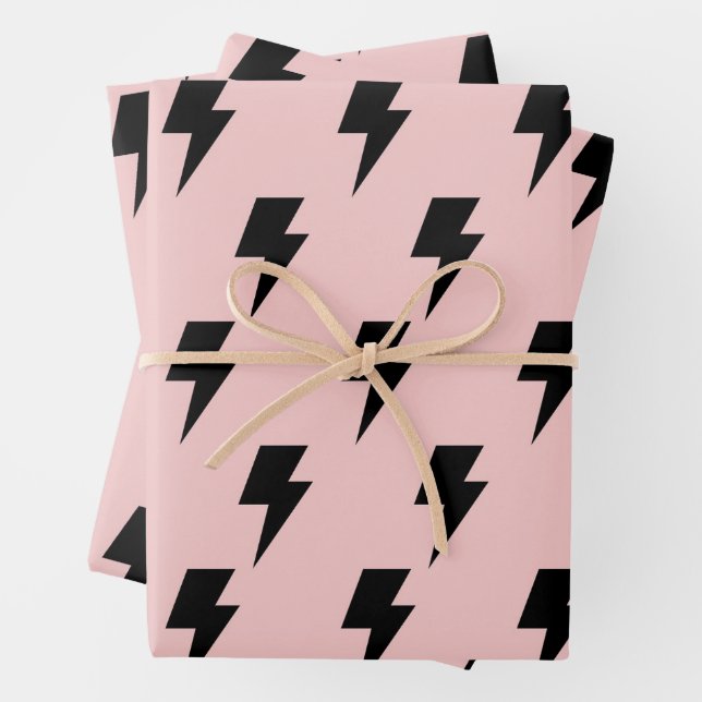 Black Pink Lightning Y2K Indie Bold Geschenke Geschenkpapier Set (Beispiel)