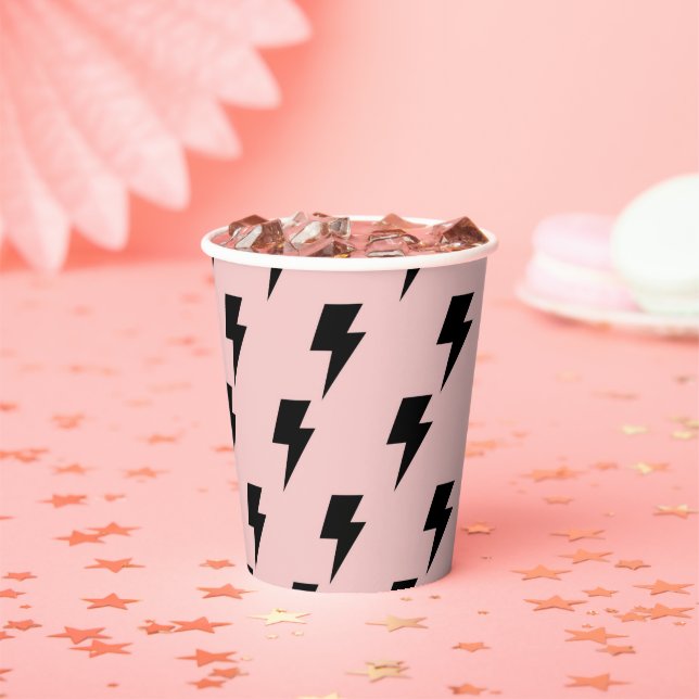 Black Pink Lightning Y2K Indie Trendy Party Cup Pappbecher (Insitu)