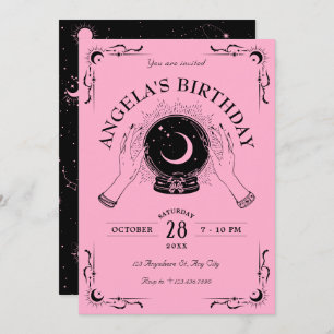 Black Pink Magic Mondkristall Geburtstag Einladung