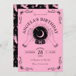 Black Pink Magic Mondkristall Geburtstag Einladung