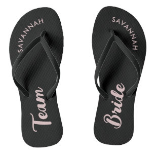 Black Pink Name Brie Brautparty Bachelorette Flip Flops