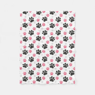Black Pink Paw Print Dog Owner Puppy Lover Pets Fleecedecke