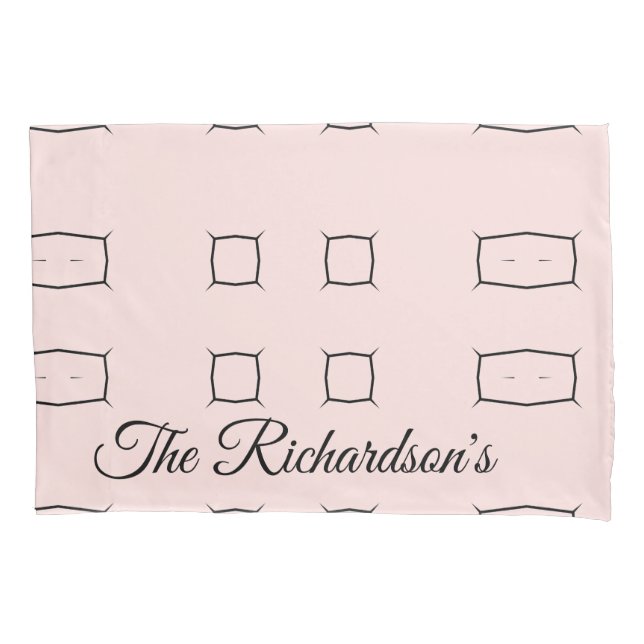 Black Pink Personalized Geometric Minimal Bedding Kissenbezug (Vorderseite)