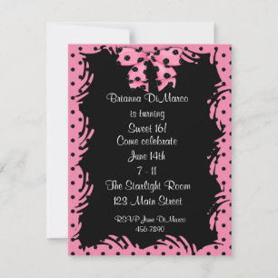 Black Pink Polka Dot Einladung