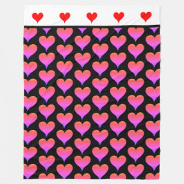 Black Pink Purple Red Hearts Fleecedecke