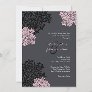 Black & Pink Queen Anne's Lace Wedding Einladung