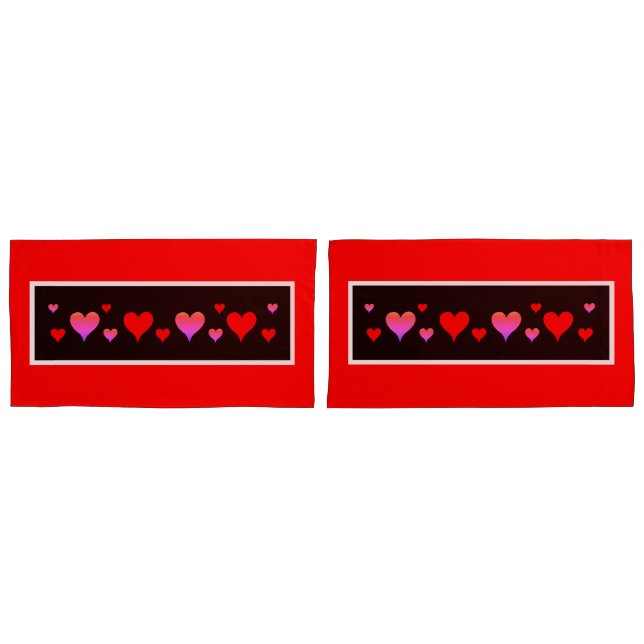 Black Pink Red Hearts  Kissenbezug (Vorderseite-Set)