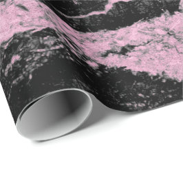 Black Pink Rose Grungy Abstrakt Marble Stone Glam Geschenkpapier