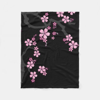 Black Pink Sakura japanisches Design: Fleecedecke
