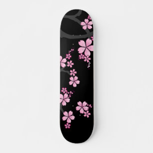 Black Pink Sakura japanisches Design: Skateboard