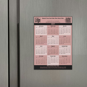 Black Pink Salon Logo QR-Code 2027 Kalender Magnet