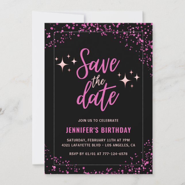Black Pink Save the Date73. Einladung (Vorderseite)
