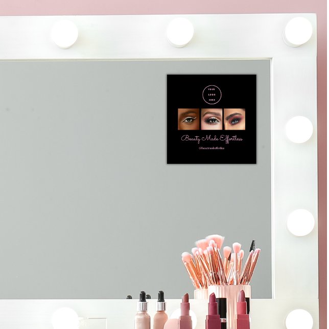 Black Pink Schrift Logo Foto Makeup Studio Fensteraufkleber (Von Creator hochgeladen)