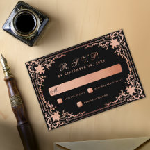 Black Pink Vintag Elegant Calligraphy Wedding