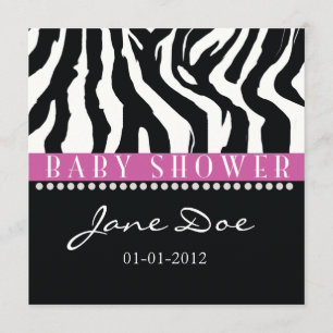 Black & Pink Zebra Babydusche Einladungen