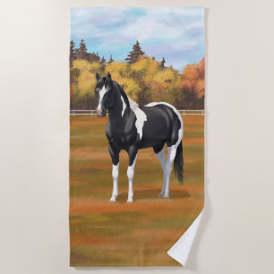 Black Pinto Paint Quarter Horse Stallion Strandtuch