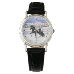 Black Pinto Piebald Sinti und Roma Vanner Entwurf  Armbanduhr