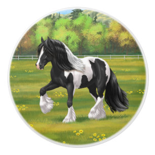 Black Pinto Piebald Sinti und Roma Vanner Entwurf Keramikknauf