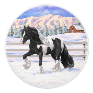 Black Pinto Piebald Sinti und Roma Vanner Entwurf  Keramikknauf