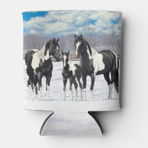 Black Pinto Quarter Pferde Paint Pferde im Schnee Dosenkühler
