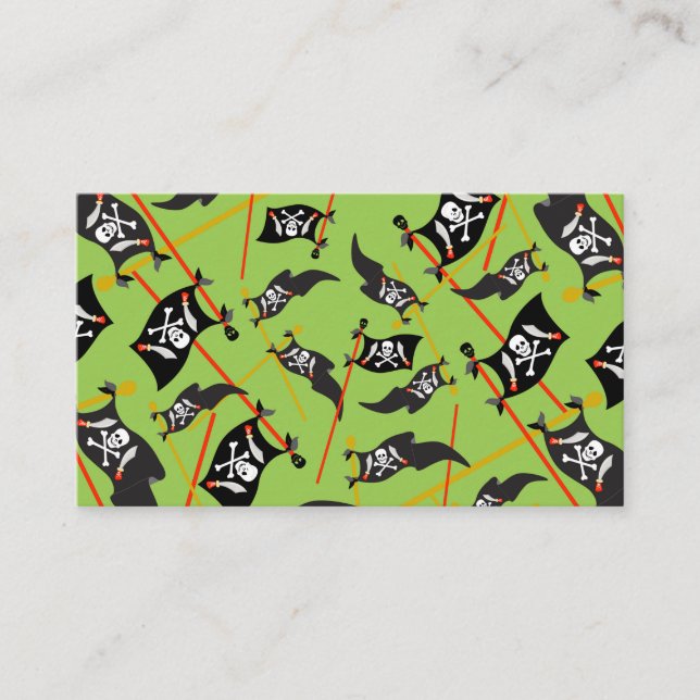 Black Pirate Flag Skulls White Bones Raiding Visitenkarte (Vorderseite)