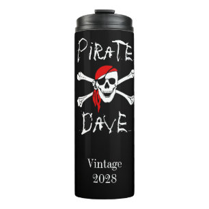 Black Pirate Skull Crossbones Drink Tumbler Men Thermosbecher