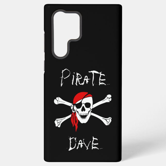 Black Pirate Skull Crossbones Samsung Cover Case Samsung Galaxy Hülle (Rückseite)