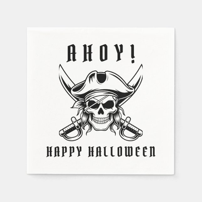 Black Pirate Skull Halloween Party  Serviette (Vorderseite)