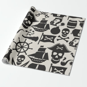 Black Pirate Theme Nautic Pattern Geschenkpapier