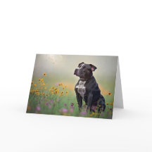 Black Pitbull Birthday Card