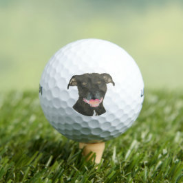 Black Pitbull Staffy Dog Golfball