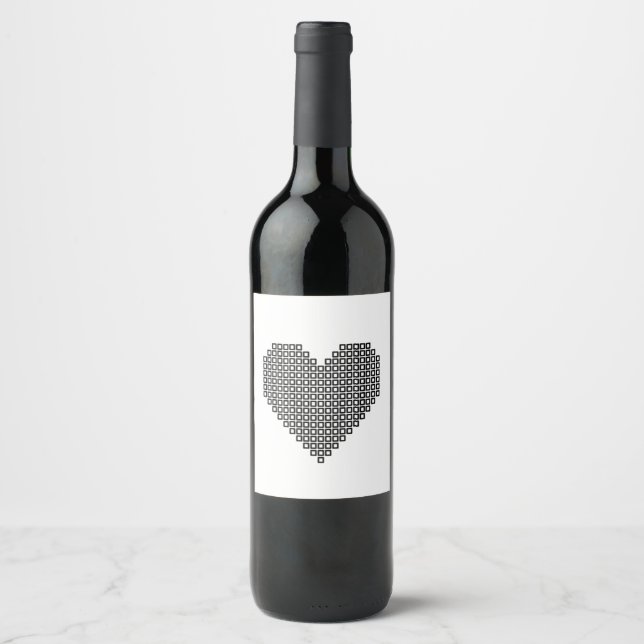 Black pixel heart weinetikett (Vorderseite)