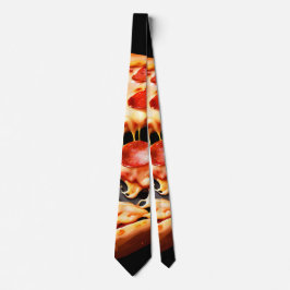 Black Pizza Cut Slice Neck Tie Krawatte