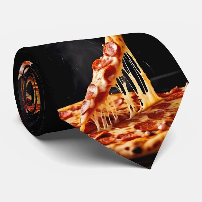Black Pizza Neck Tie Krawatte (Gerollt)