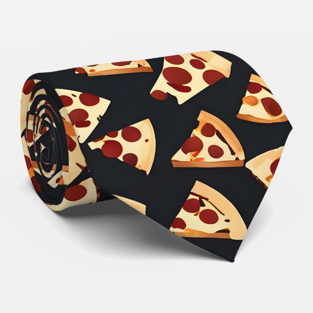 Black Pizza Slices Neck Tie Krawatte (Gerollt)