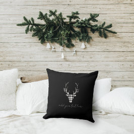 Black Plaid Deer Christmas Kissen