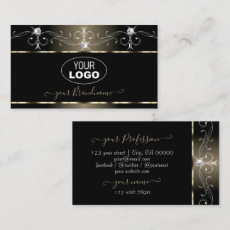 Black Platinum Squiggles Sparkle Juwelen mit Logo Visitenkarte