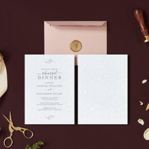 Black Plush White Paisley Minimal Probe Abendessen Einladung