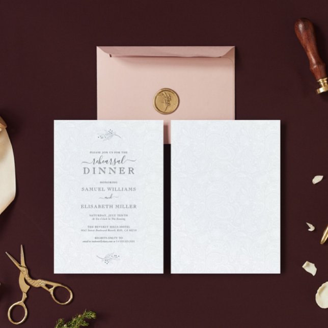 Black Plush White Paisley Minimal Probe Abendessen Einladung (Von Creator hochgeladen)