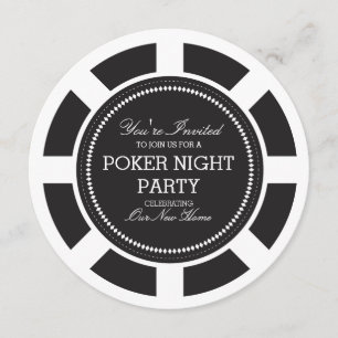 Black Poker Chip Game Night Party Einladung