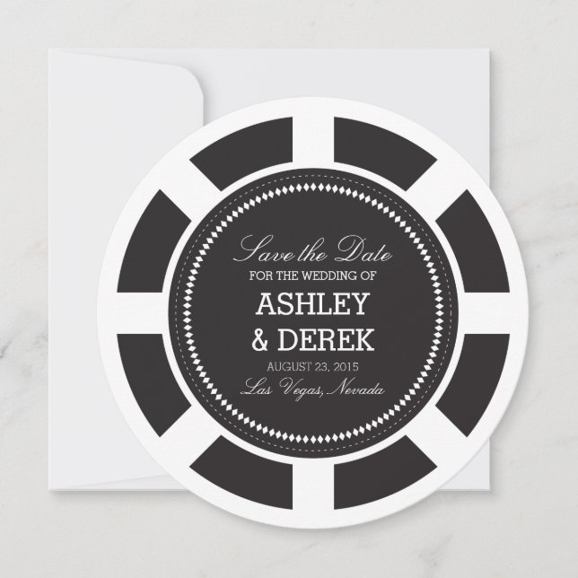 Black Poker Chip Wedding Save the Date (Vorderseite)