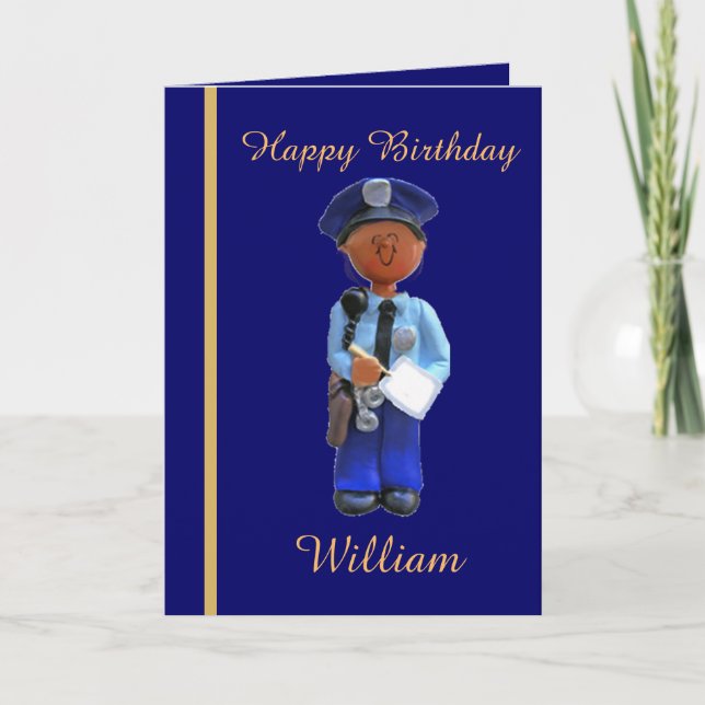 Black Police Officer Birthday Card Karte (Vorderseite)