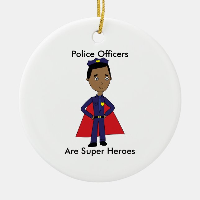 Black Police Super Hero Personalize Keramik Ornament (Vorne)