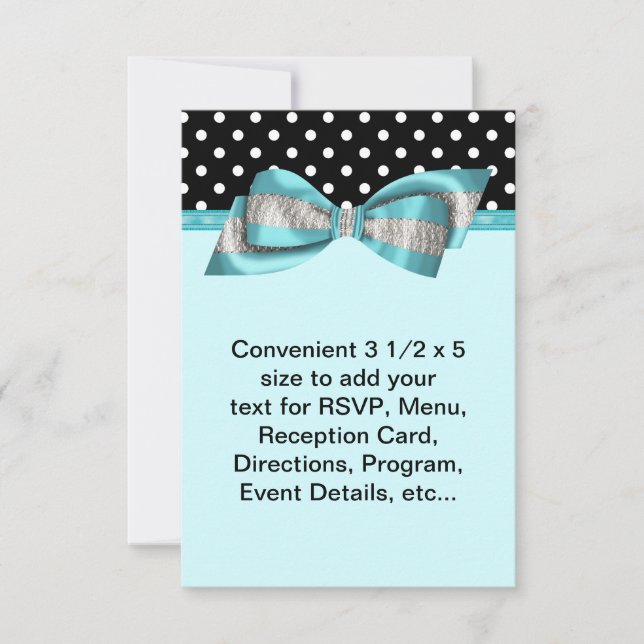 Black Polka Dot Aquamarin Blue UAWG Template RSVP Karte (Vorderseite)
