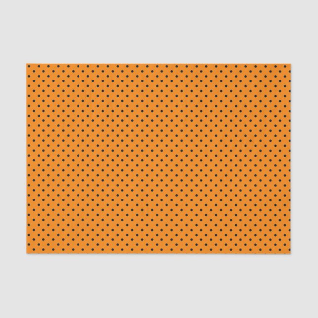 BLACK POLKA DOT AUF ORANGE Tissue Seidenpapier (Vorderseite)